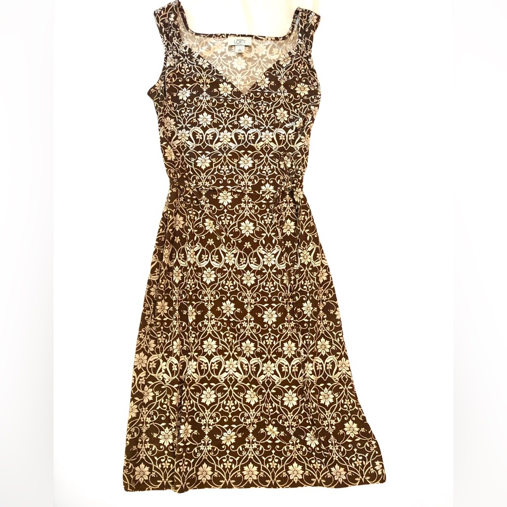 Ann Taylor Loft Brown Floral Wrap Dress